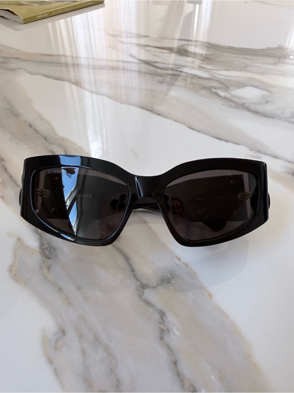 Balenciaga Black Oversized Rectangular Sunglasses
